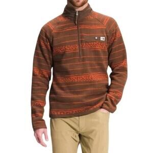 The North Face Jacket Novelty Gordon Lyons 1/4 Zip Aztec Orange Brown Fleece Med